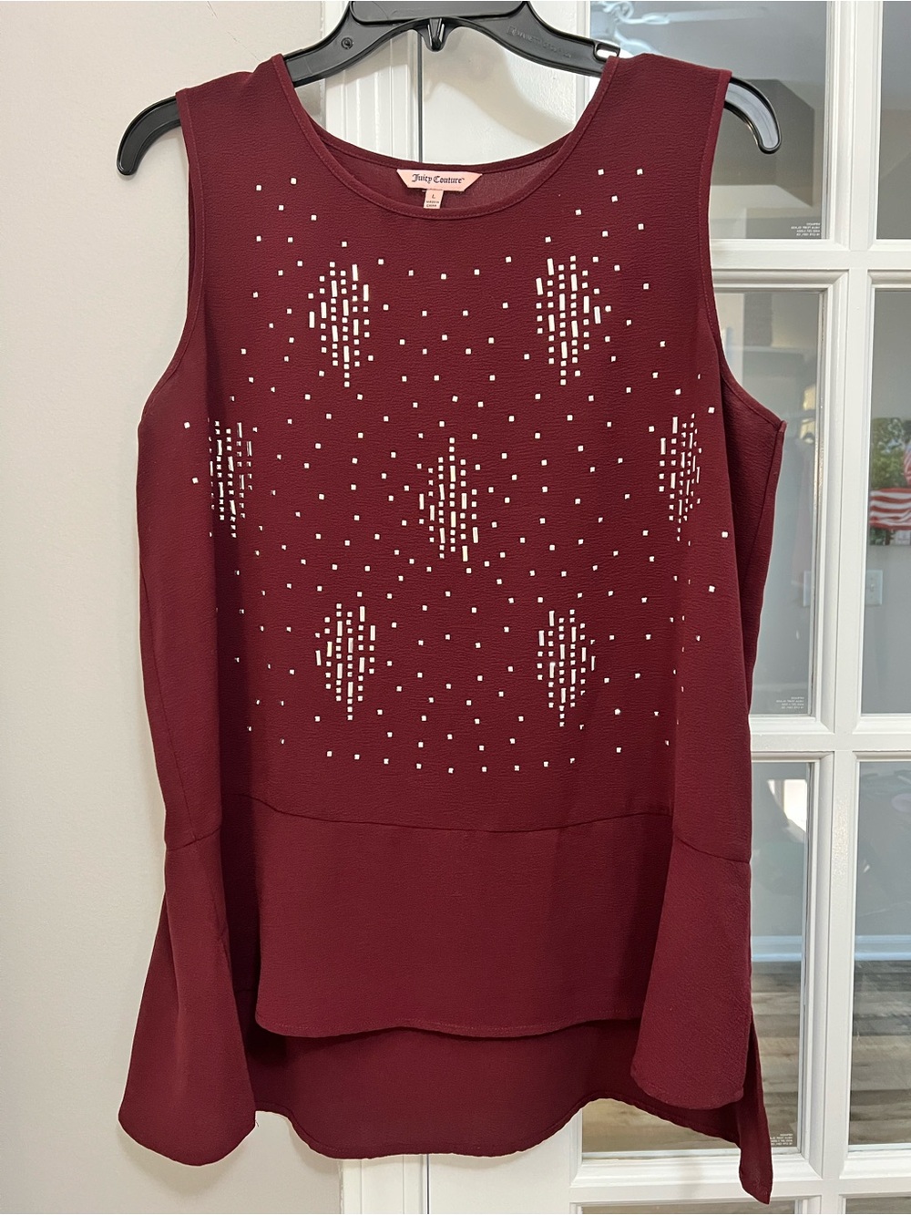 Juicy Couture Sleeveless Embellished Wine Tank Top size Large like new